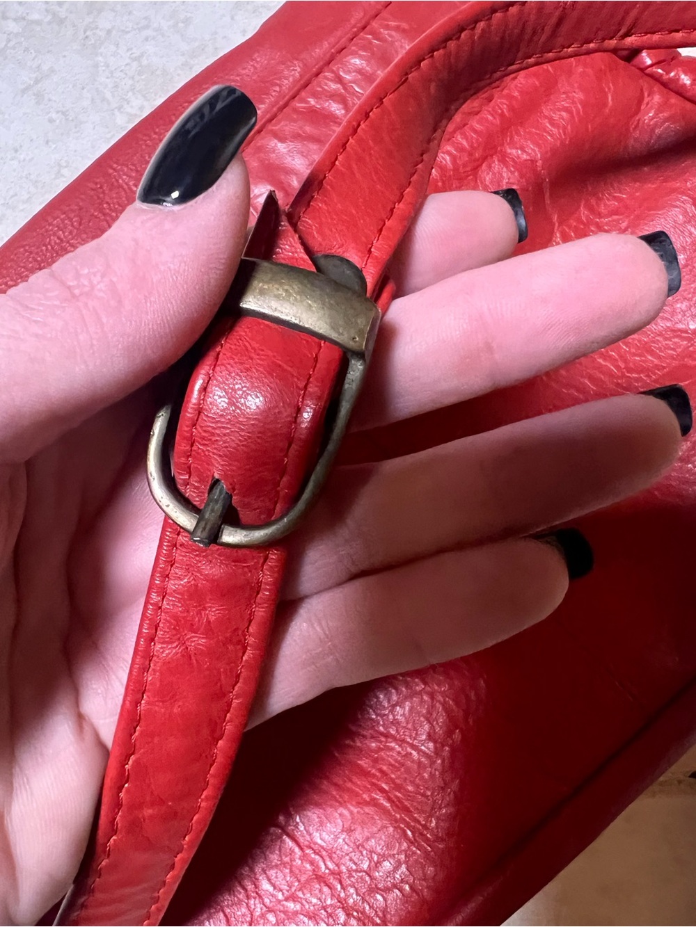 Vintage BARGANZA Red Leather Crossbody Flap Bag Map Lining - Picture 9 of 11